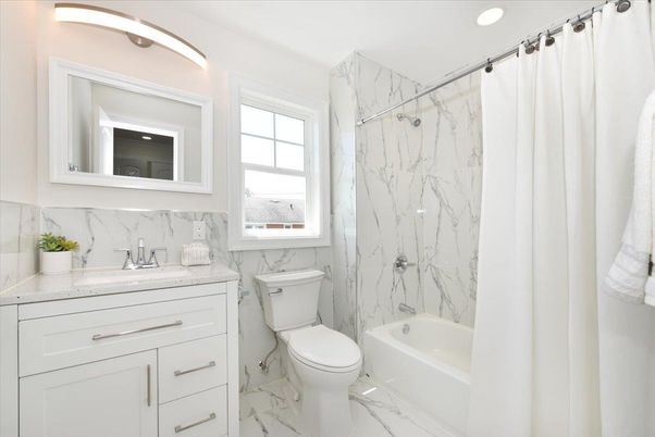 Bathroom, Interior, Marble, Marble Walls, Recessed Lighting