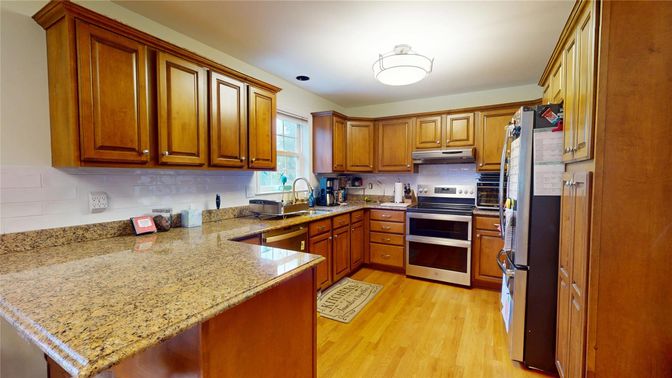 Interior, Kitchen, Stainless Steel Appliances, Wood Texture Flooring
