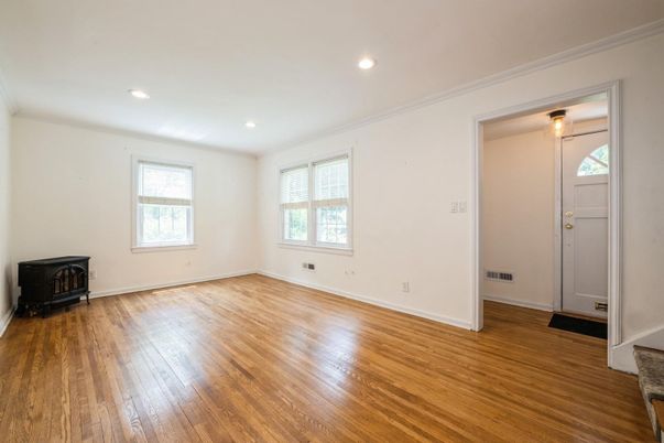 Empty room, Fireplace, Interior, Recessed Lighting, Wood Texture Flooring