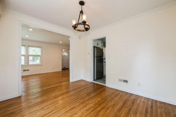 Empty room, Interior, Pendant Lights, Recessed Lighting, Wood Texture Flooring