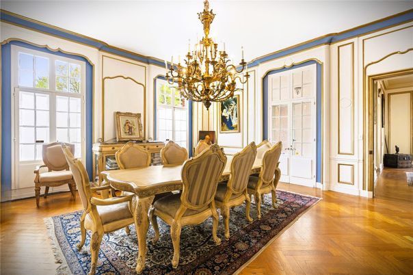 Chandelier, Dining room, Interior, Wood Texture Flooring