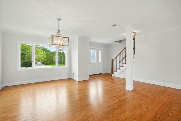 Empty room, Interior, Pendant Lights, Wood Texture Flooring