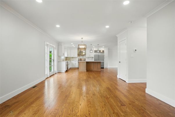 Interior, Kitchen, Pendant Lights, Recessed Lighting, Wood Texture Flooring