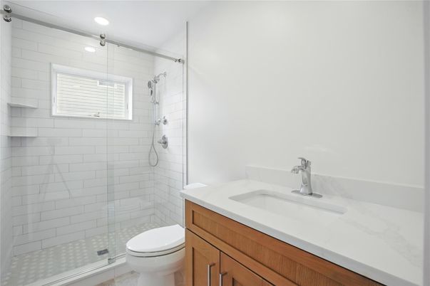 Bathroom, Glass Shower, Interior, Recessed Lighting