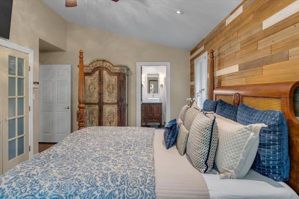 Bedroom, Interior, Recessed Lighting, Wooden Walls