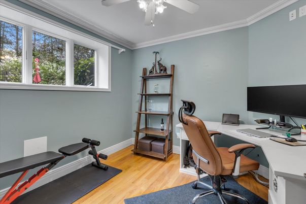 Fitness Equipment, Home Office, Interior, Wood Texture Flooring