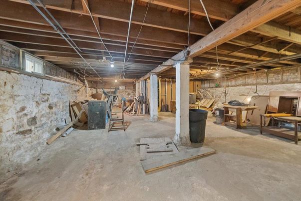 Interior, Stone Walls, Wooden Beams