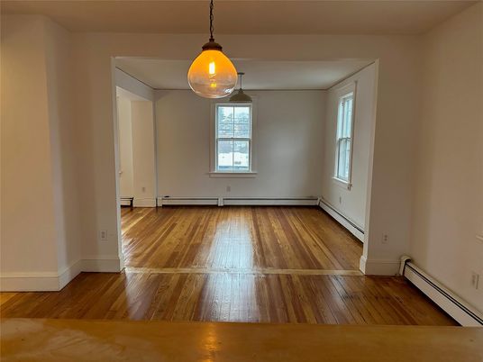 Empty room, Interior, Pendant Lights, Wood Texture Flooring