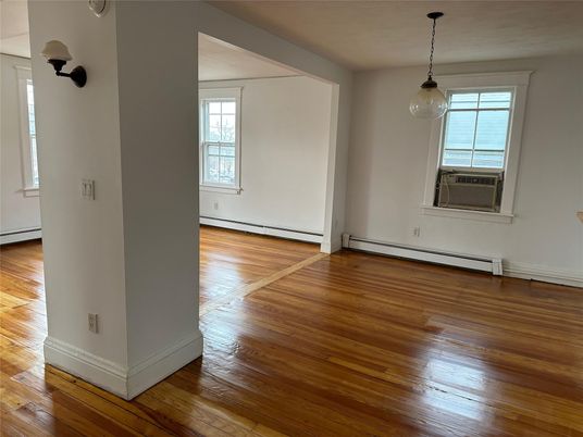 Empty room, Interior, Pendant Lights, Wood Texture Flooring