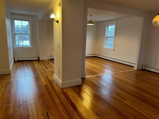 Empty room, Interior, Pendant Lights, Wood Texture Flooring