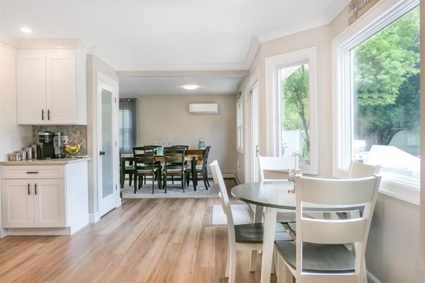Dining room, Interior, Recessed Lighting, Wood Texture Flooring