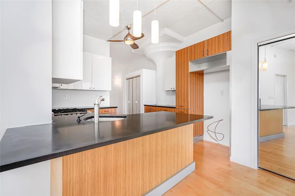 Interior, Kitchen, Pendant Lights, Wood Texture Flooring