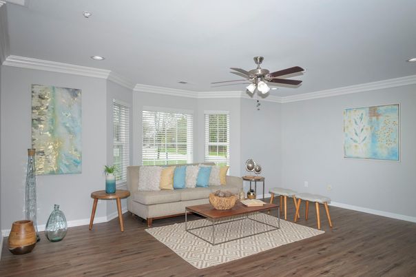 Interior, Living room, Recessed Lighting, Wood Texture Flooring