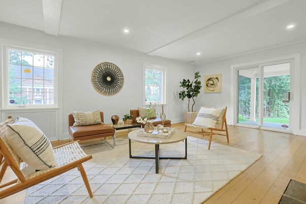 Interior, Living room, Recessed Lighting, Wood Texture Flooring