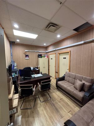 Home Office, Interior, Recessed Lighting, Wood Texture Flooring, Wooden Walls