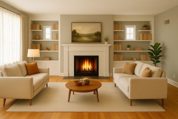 Fireplace, Interior, Living room, Wood Texture Flooring