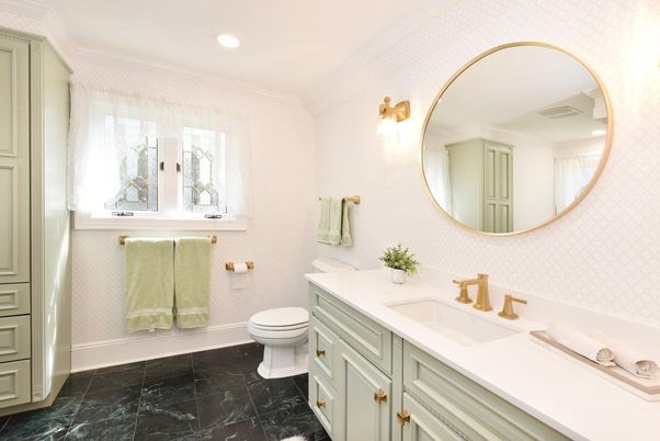Bathroom, Interior, Marble, Recessed Lighting