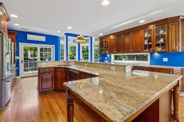 Chandelier, Interior, Kitchen, Recessed Lighting, Wood Texture Flooring