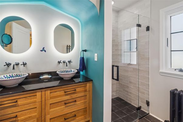 Bathroom, Dual Sink Vanities, Glass Shower, Interior