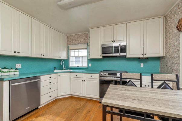 Interior, Kitchen, Stainless Steel Appliances, Wood Texture Flooring