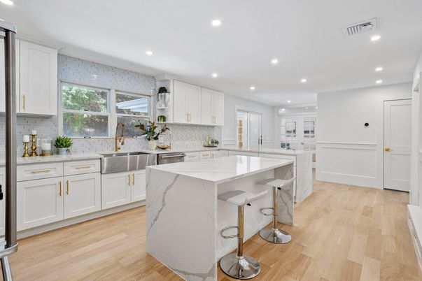 Interior, Kitchen, Recessed Lighting, Wood Texture Flooring