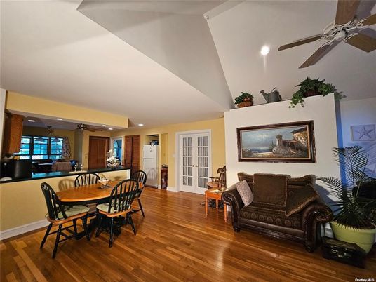 Dining room, Interior, Recessed Lighting, Wood Texture Flooring