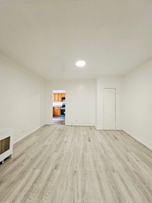 Empty room, Interior, Kitchen, Recessed Lighting, Wood Texture Flooring