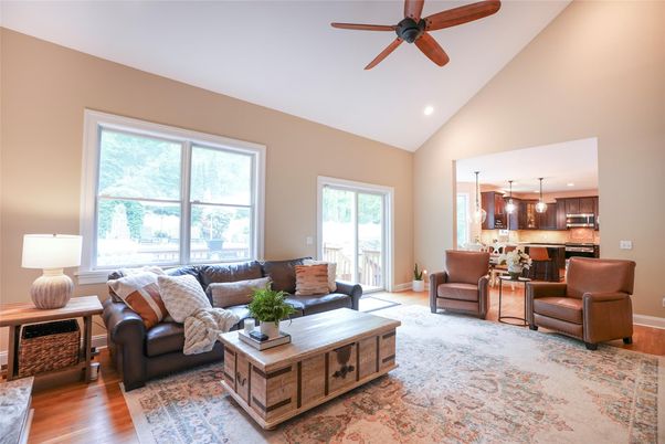 Interior, Kitchen, Living room, Pendant Lights, Recessed Lighting, Stainless Steel Appliances, Wood Texture Flooring