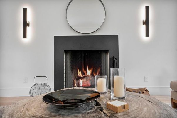 Fireplace, Interior, Wood Texture Flooring