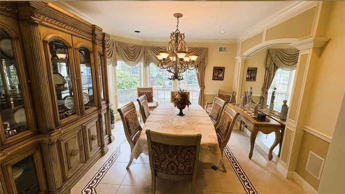 Chandelier, Dining room, Interior, Recessed Lighting