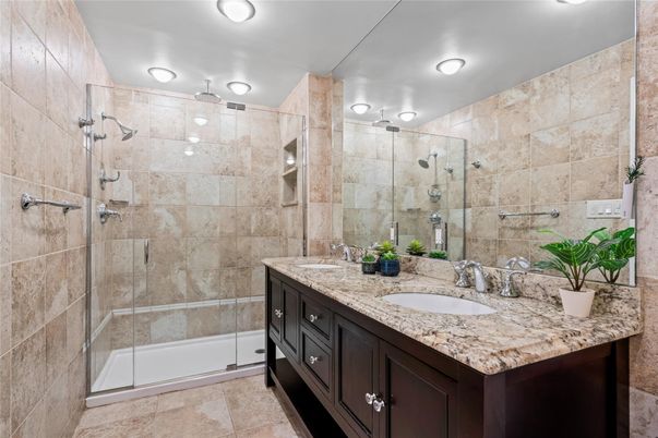 Bathroom, Dual Sink Vanities, Glass Shower, Interior