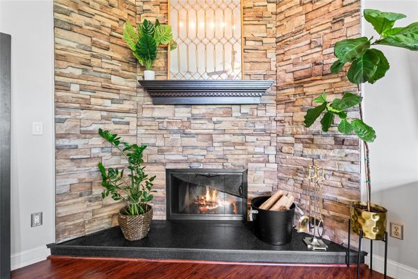 Fireplace, Interior, Stone Walls, Wood Texture Flooring