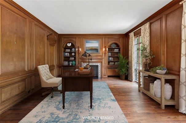 Home Office, Interior, Wood Texture Flooring, Wooden Walls