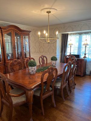 Chandelier, Dining room, Interior, Wood Texture Flooring