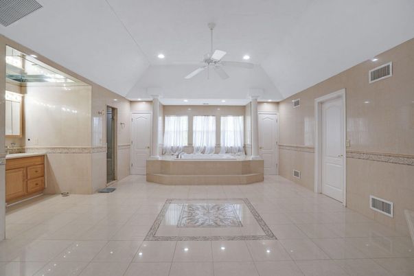 Bathroom, Dual Sink Vanities, Glass Shower, Interior, Recessed Lighting