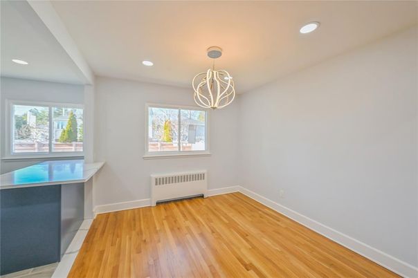 Empty room, Interior, Pendant Lights, Recessed Lighting, Wood Texture Flooring