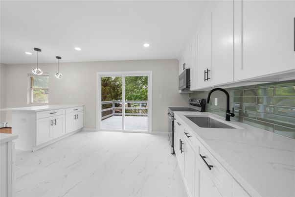 Interior, Kitchen, Marble, Pendant Lights, Recessed Lighting