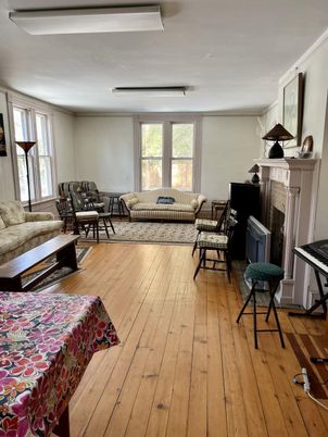 Dining room, Fireplace, Interior, Living room, Wood Texture Flooring