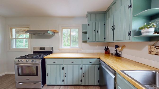 Interior, Kitchen, Stainless Steel Appliances, Wood Texture Flooring