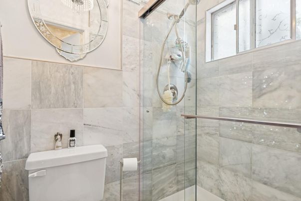 Bathroom, Glass Shower, Interior, Marble Walls
