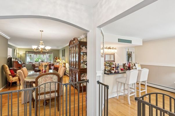 Chandelier, Dining room, Interior, Wood Texture Flooring