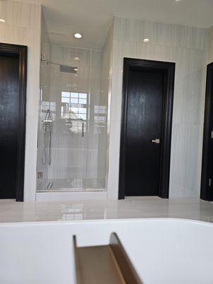 Bathroom, Glass Shower, Interior, Recessed Lighting