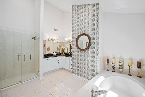 Bathroom, Dual Sink Vanities, Glass Shower, Interior