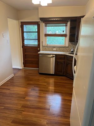 Interior, Kitchen, Stainless Steel Appliances, Wood Texture Flooring