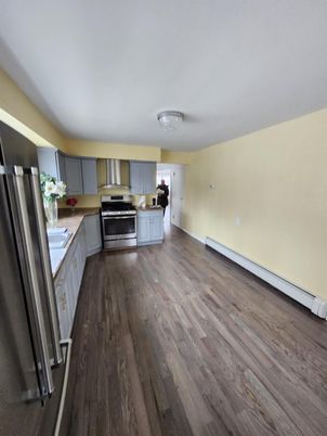 Interior, Kitchen, Stainless Steel Appliances, Wood Texture Flooring