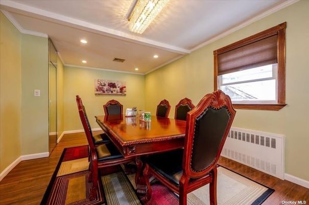 Dining room, Interior, Recessed Lighting, Wood Texture Flooring