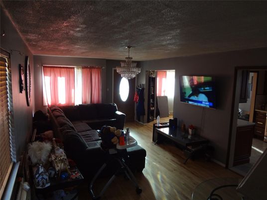 Chandelier, Interior, Living room, Wood Texture Flooring