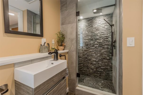 Bathroom, Glass Shower, Interior, Recessed Lighting