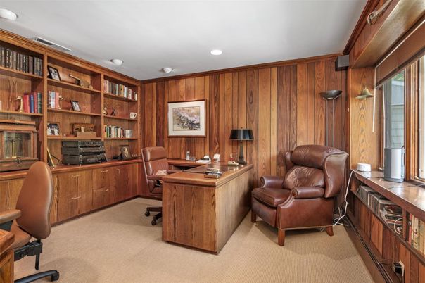 Home Office, Interior, Recessed Lighting, Wooden Walls
