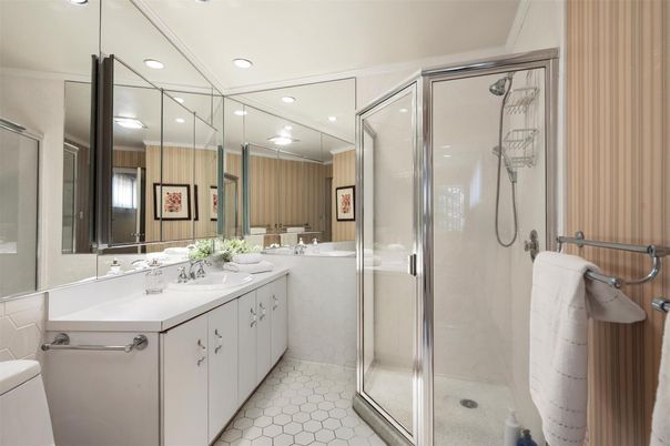Bathroom, Dual Sink Vanities, Glass Shower, Interior, Recessed Lighting